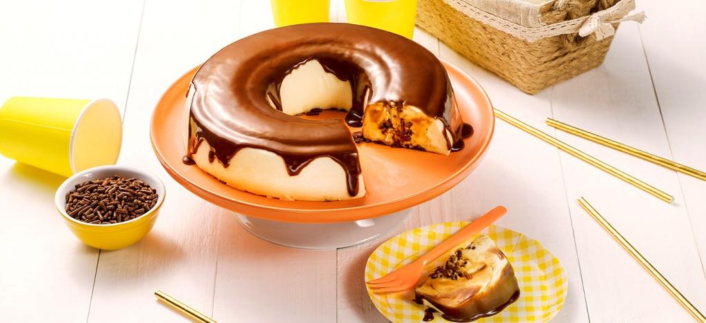 Pudim de Chocolate Branco e Leite em Pó