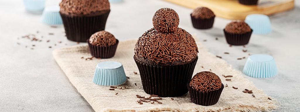 Cupcake de Chocolate e Brigadeiro 70%